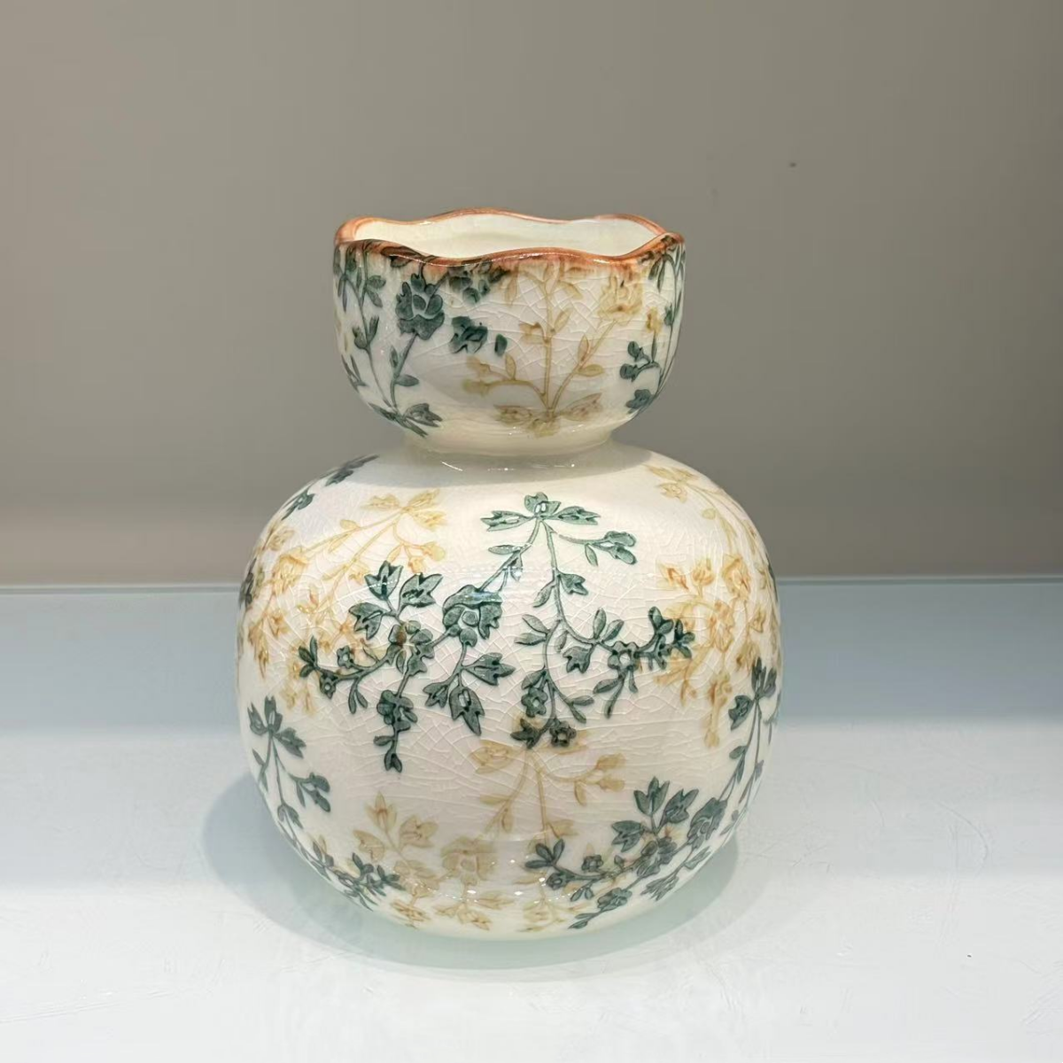 New high-end retro Chinese blue and white porcelain ceramic vase handicrafts, living room TV cabinet display items, dining room entrance table, dried flower decorative display items, light luxury decorative display items, flower art living room dining table display items Specification image