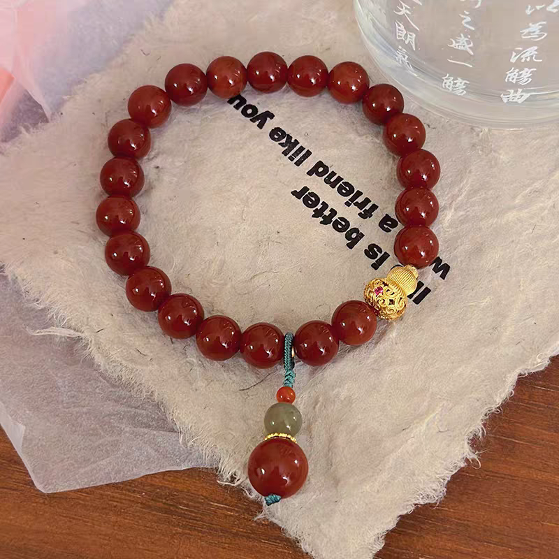 复古天然南红玛瑙手链女手链小众级感葫芦国风手串新中式手链