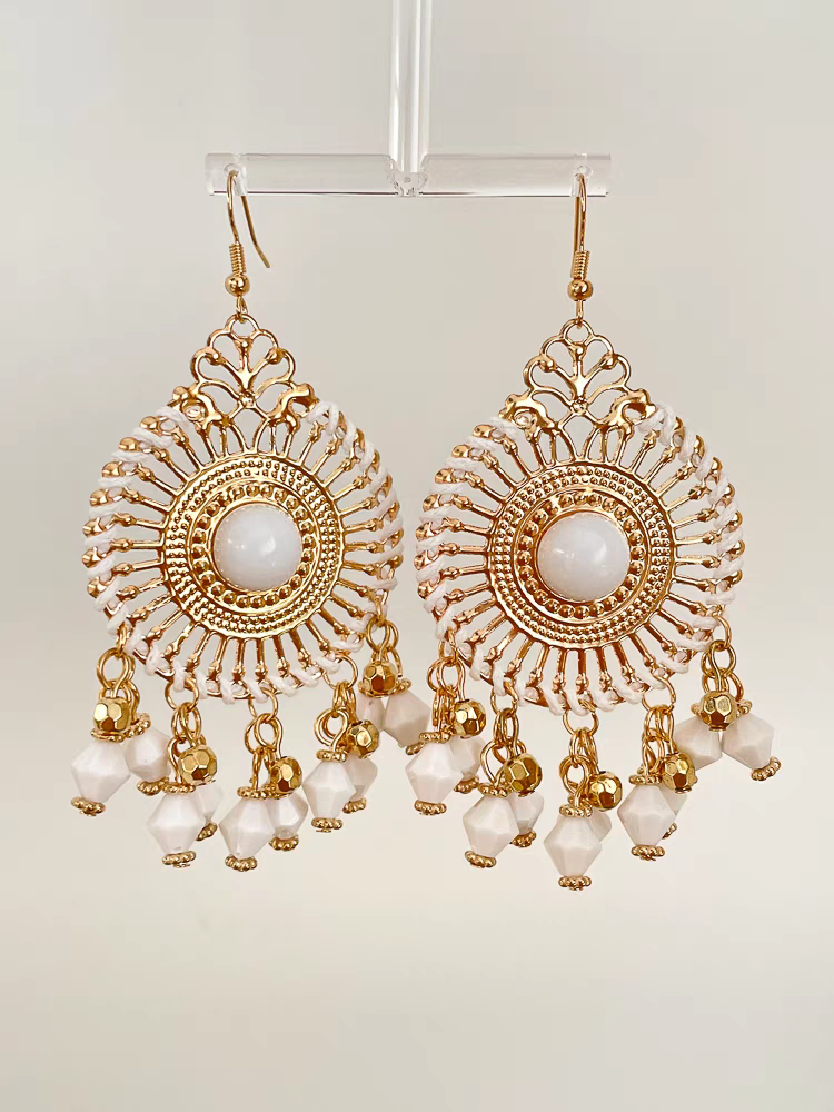 明星同款民族串珠耳环波西米亚复古串珠耳钩度假拍照耳钉耳饰女细节图