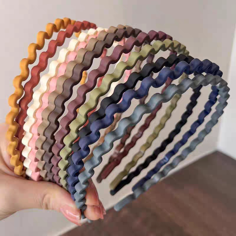 发箍女百搭外出网红韩国莫兰迪色波浪头箍韩版简约方便面发捆发卡