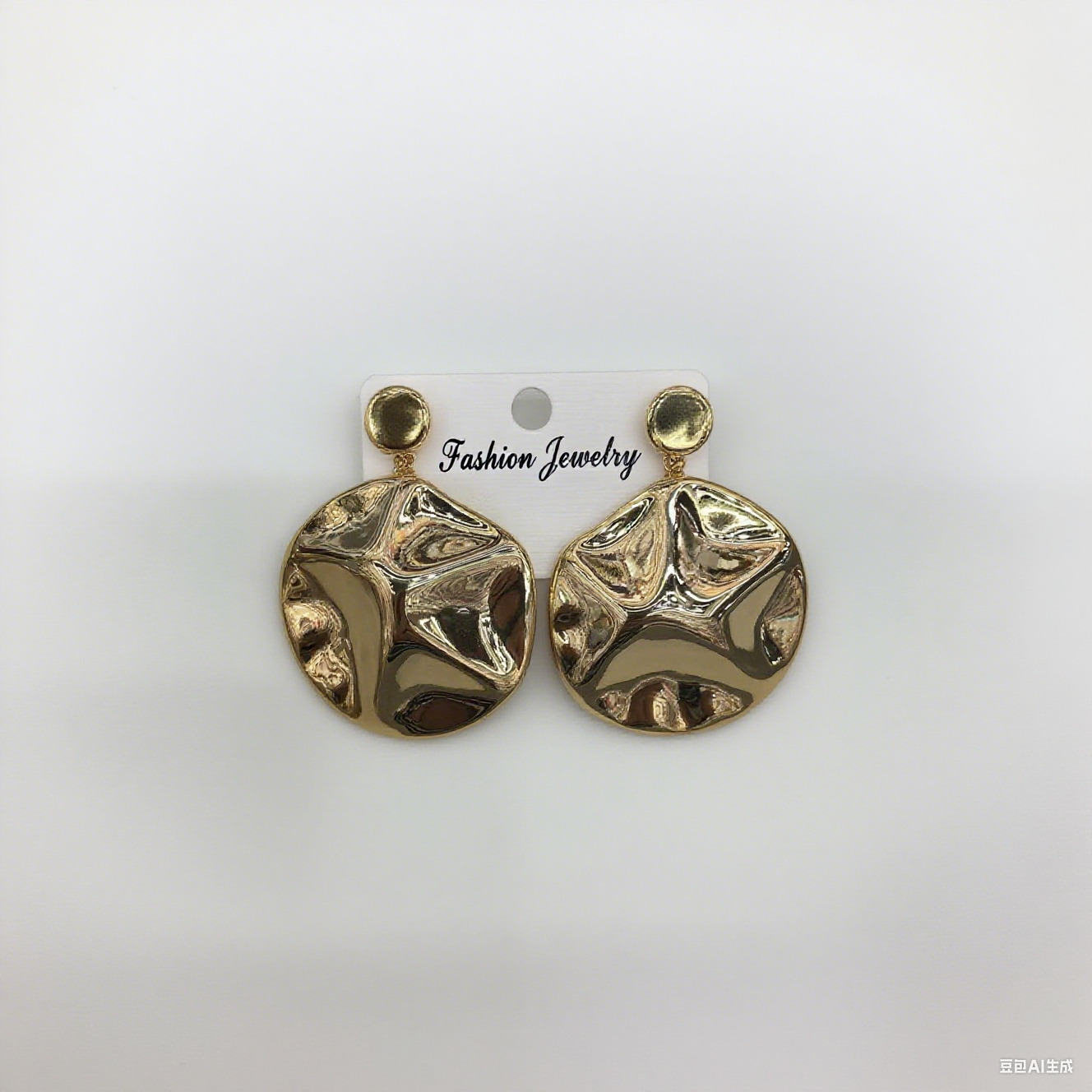 思源饰品 义乌商品城 夸张艺术花朵造型电镀金色耳环 复古金属风时尚耳饰