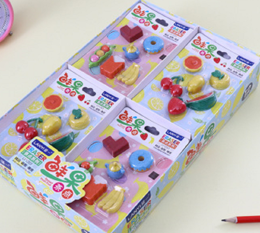 韩国文具创意可爱卡通橡皮擦鲜果茶点 3D造型1