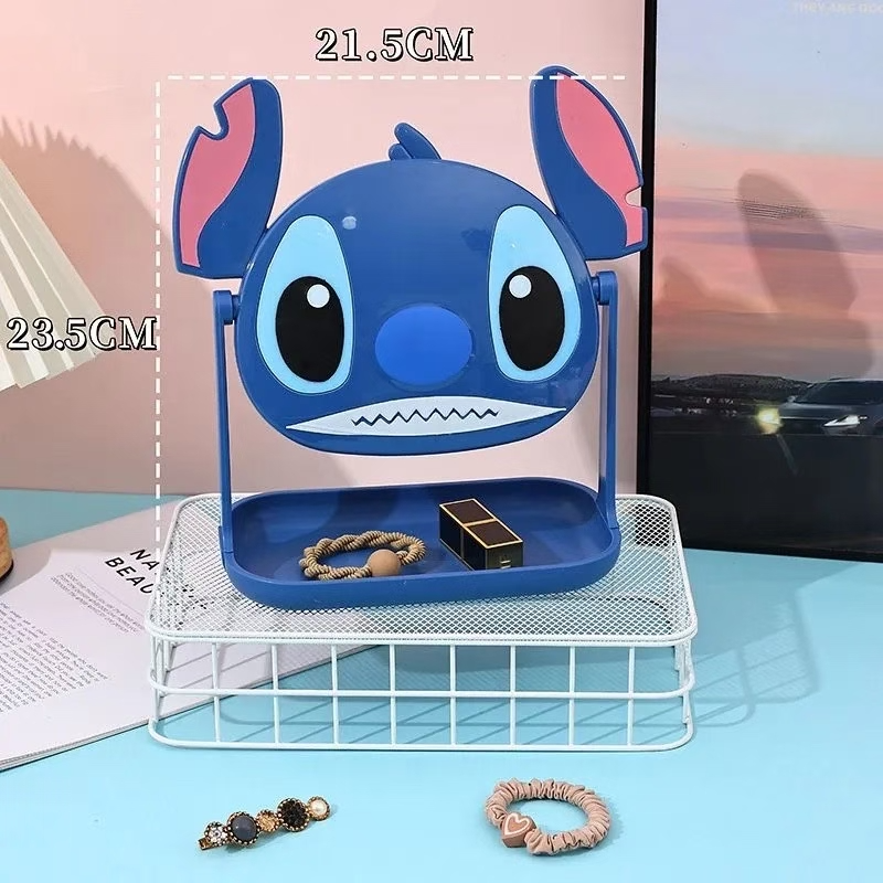 创意卡通桌面台镜可旋转收纳化妆镜史迪仔高清化妆镜可定做宿舍补妆镜子详情3