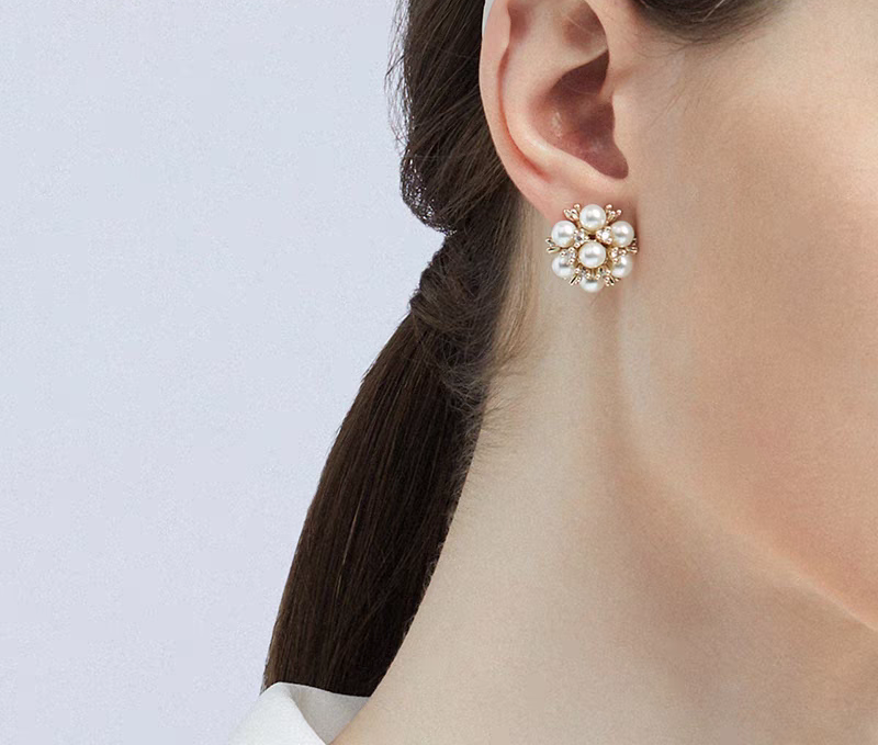 时尚珍珠耳环烧焊锆石耳饰简约气质耳环女款百搭饰品配饰