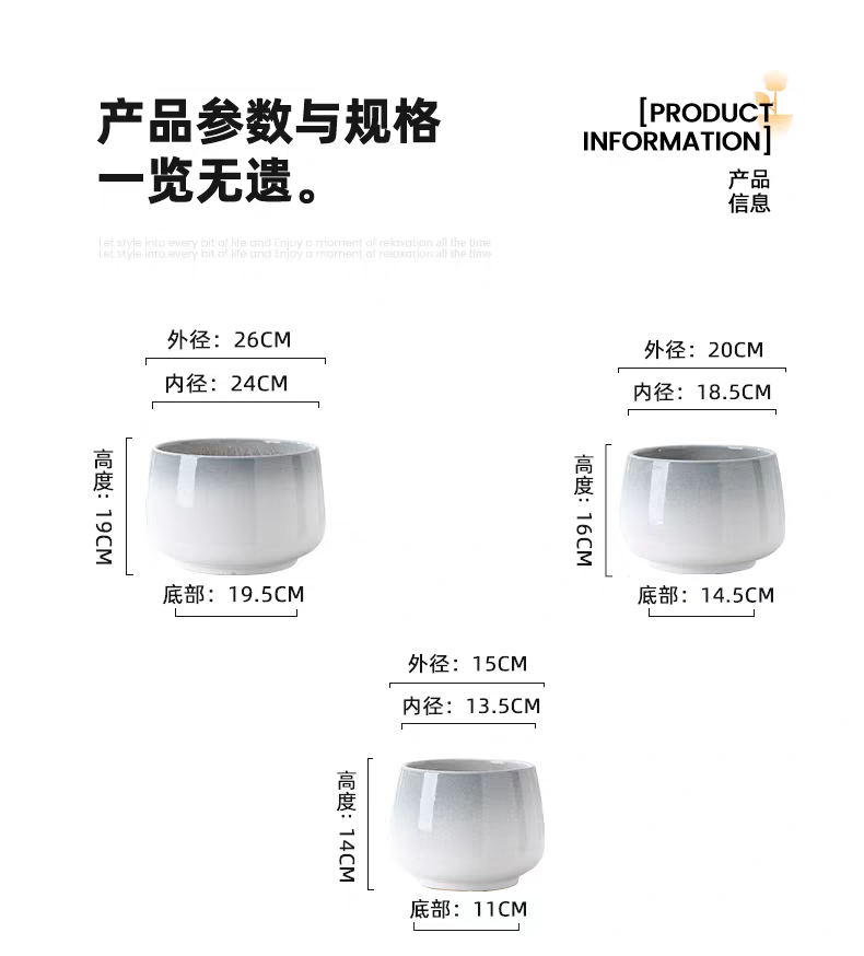 A variety of garden flower POTS and ceramic containers are available for selection, suitable for flower POTS, potted plants, washbasins, and multi-purpose home decoration detail image 4