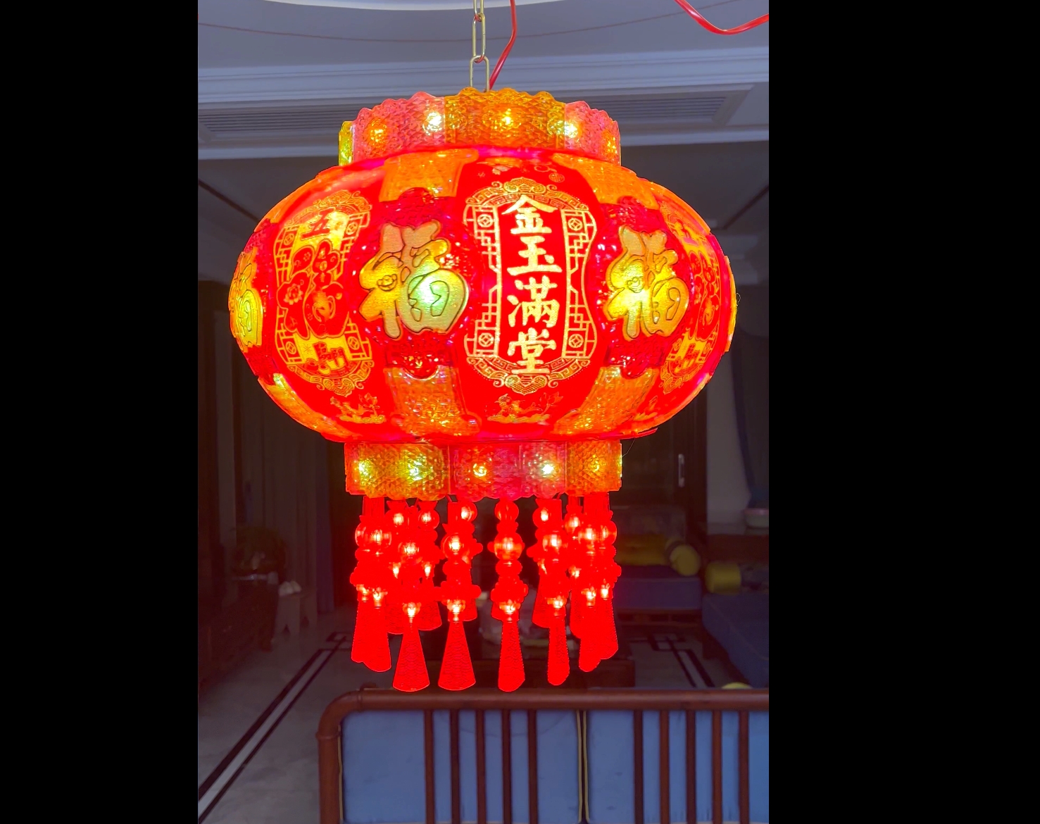 最新款中国风大门红新年乔迁七彩春节走马灯笼 led详情1