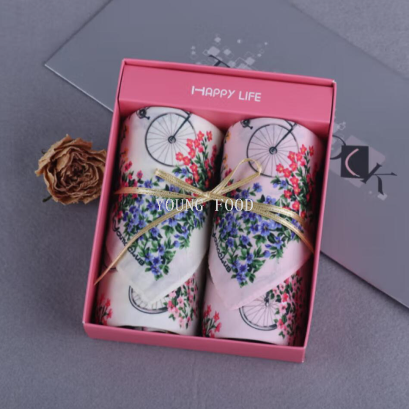 韩国进口happylife商务送礼纯棉手帕 小方巾礼盒男女款 双条礼盒