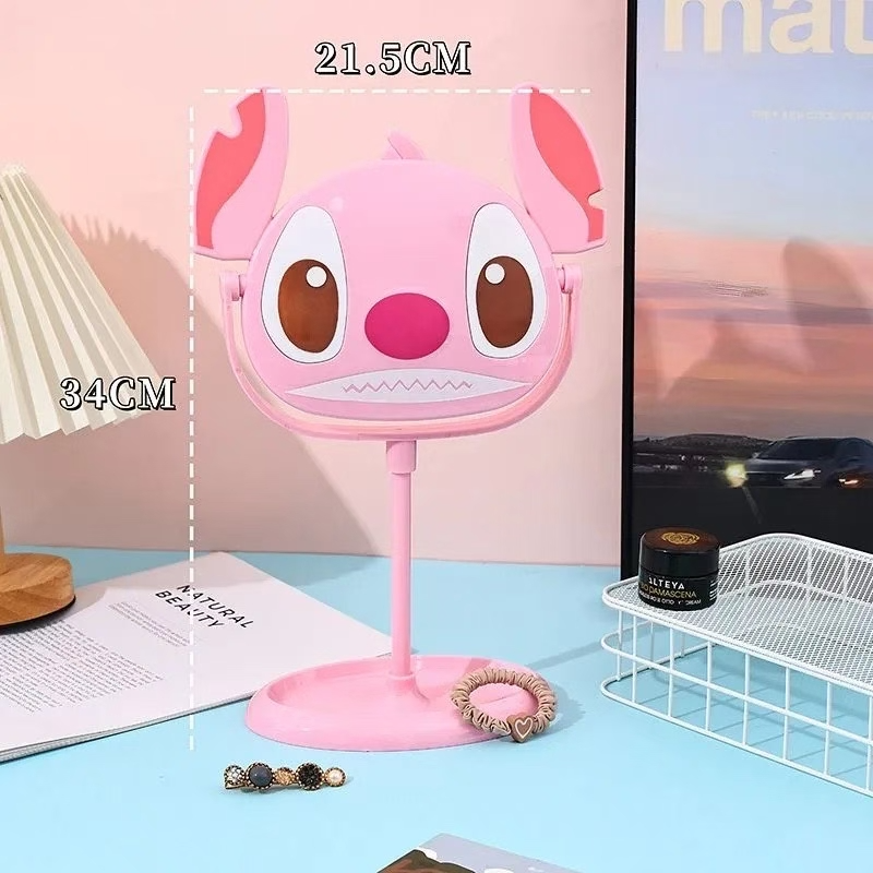 创意卡通桌面台镜可旋转收纳化妆镜史迪仔高清化妆镜可定做宿舍补妆镜子详情2