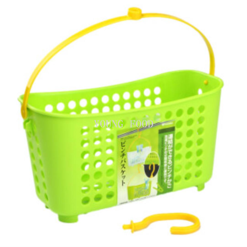 包邮批发 日本进口INOMATA 带挂钩长方形收纳篮S 绿色 日用百货细节图