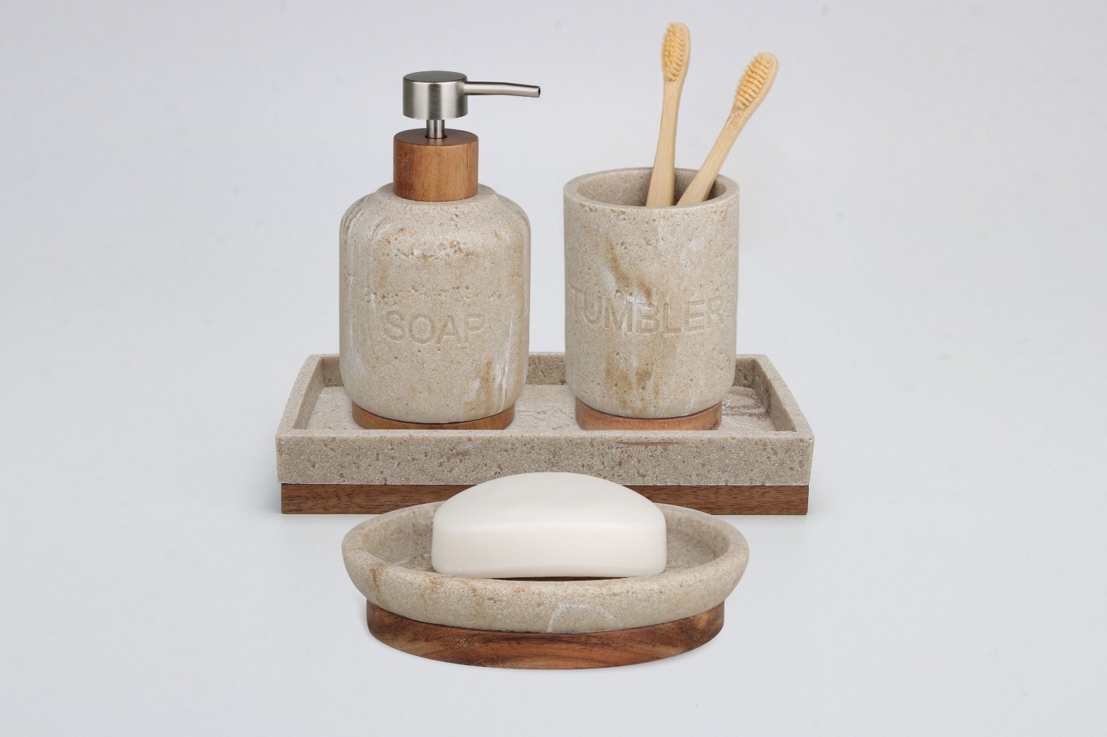 树脂浴室套件、乳液瓶、口杯、皂碟、托盘