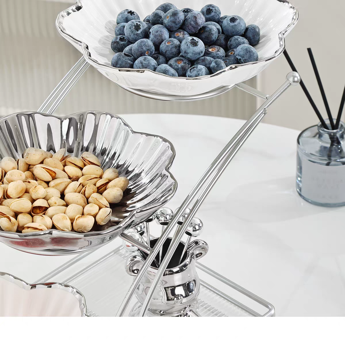 高颜值果盘家用客厅茶几摆放零食盘糖果盘轻奢多层水果盘装饰摆件详情图5