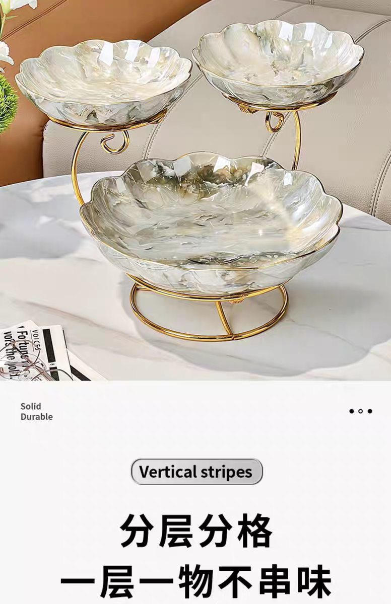 欧式多层陶瓷水果盘客厅茶几家用精致干果糖果果盘前台摆放点心盘详情图4