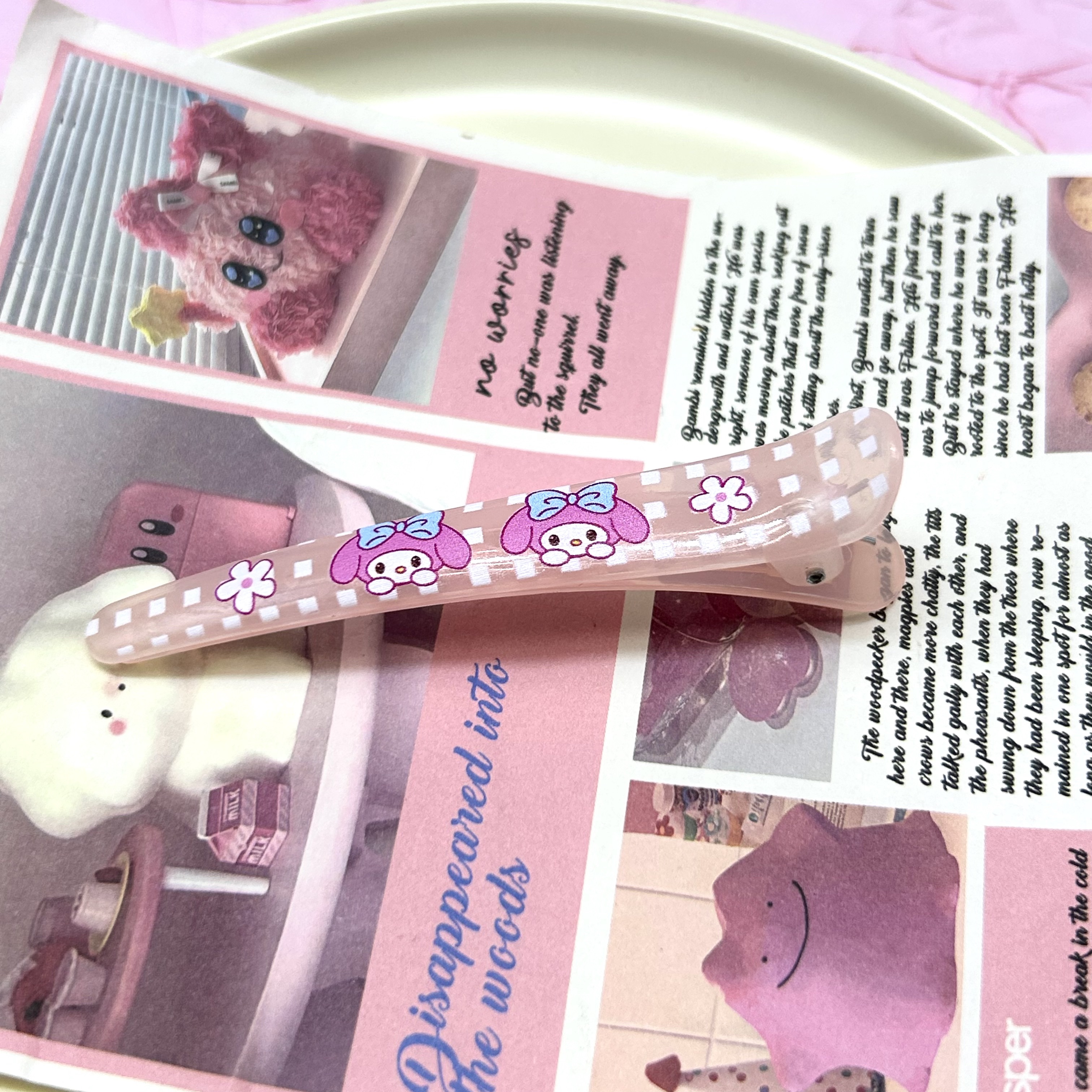 可爱粉色透明塑料夹可爱侧边刘海夹碎发夹少女儿童夹白底实物图