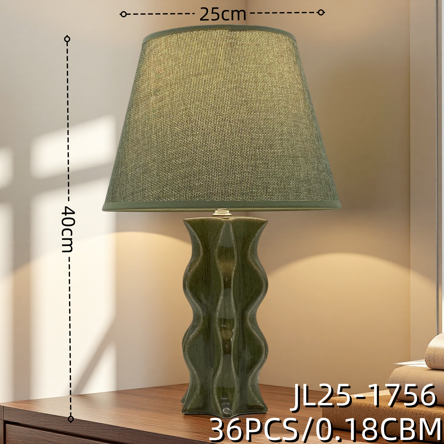 JLlamp新款侘寂风陶瓷台灯床头灯 酒店用品 装饰36pcs起批详情1