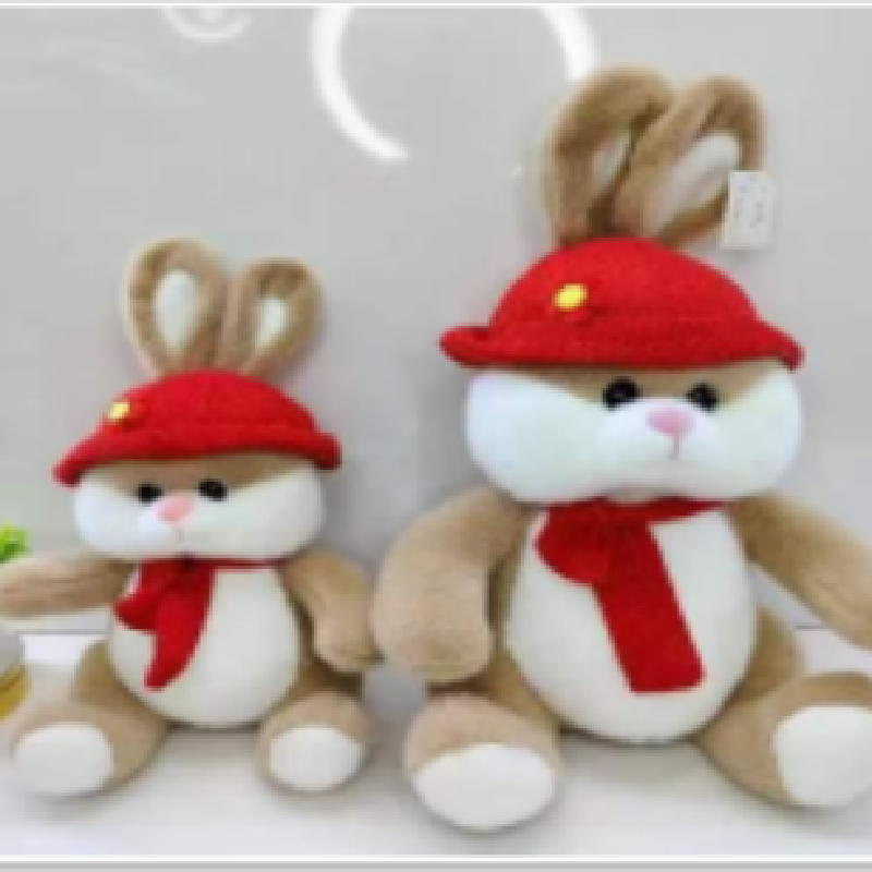 Red Hat Tag Rabbit plush toy Cute Pillow Birthday gift limited-time promotion details Picture