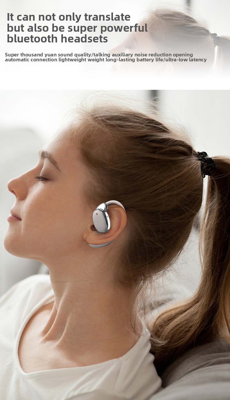 AI智能翻译耳机 V18跨境超长续航电量显示半入耳挂耳式蓝牙耳机详情2