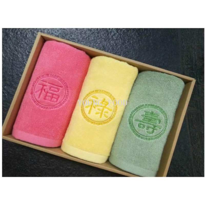 包邮批发 韩国福禄寿毛巾礼盒 3条装 100%棉38*78cm 130g 洗脸巾
