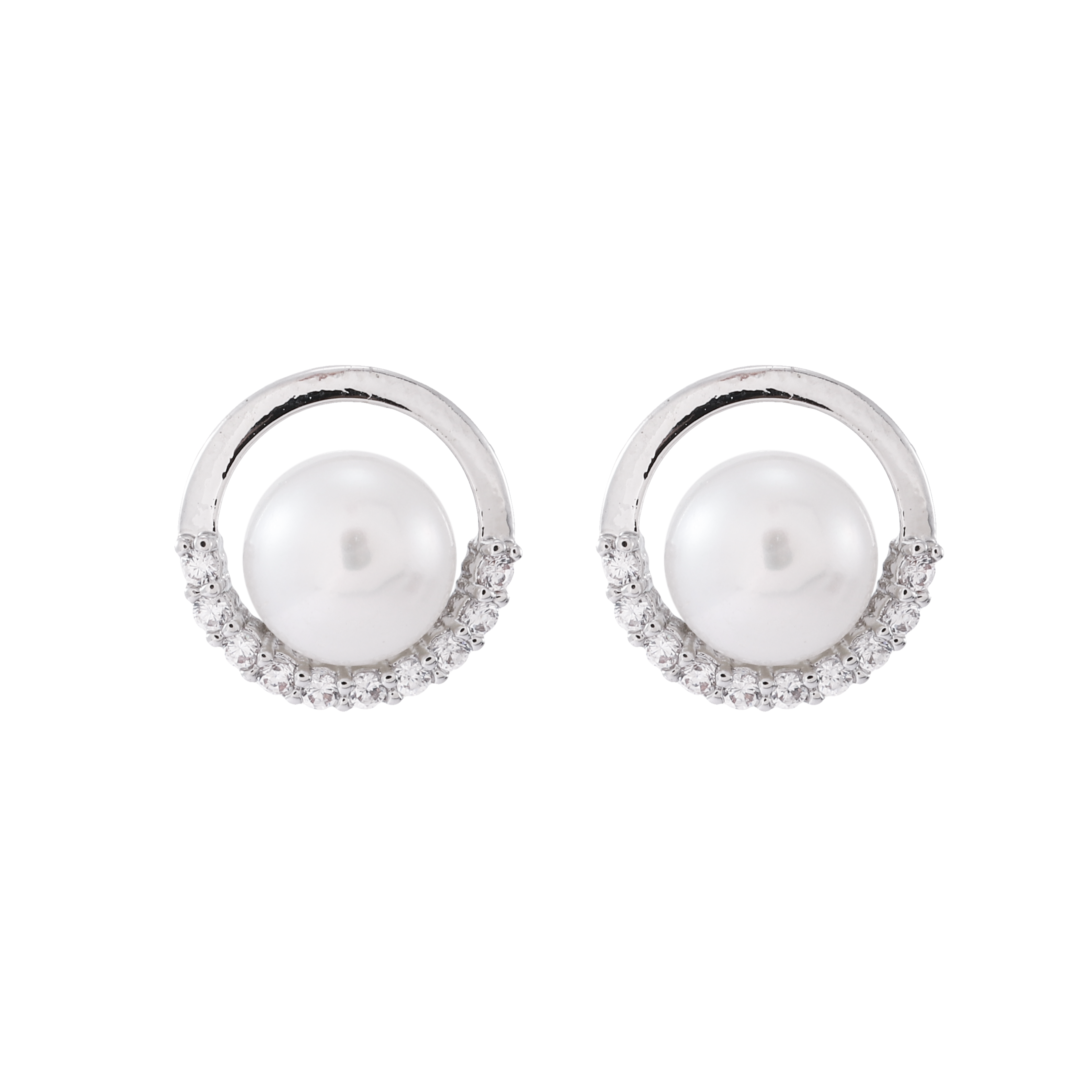 Xuhui brand exquisite and light luxury copper plated with real gold, zircon 925 silver needle, round freshwater pearl, luxurious design, fashionable stud earrings Application Scenario