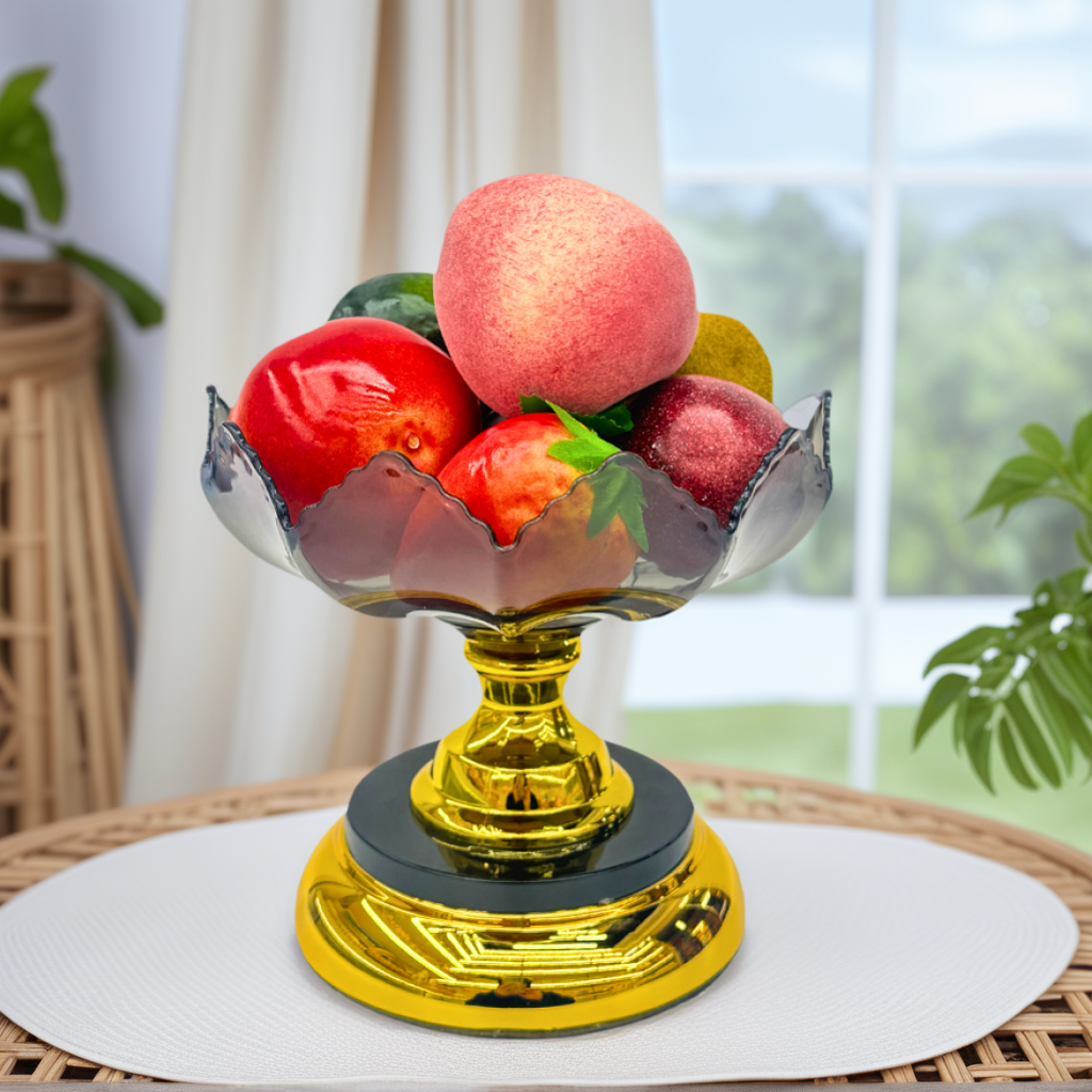 Black single-layer electroplated fruit plate, durable and shock-resistant plastic fruit plate details Picture