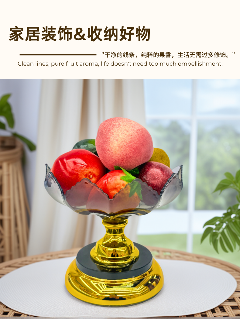 Black single-layer electroplated fruit plate, durable and shock-resistant plastic fruit plate pic 3