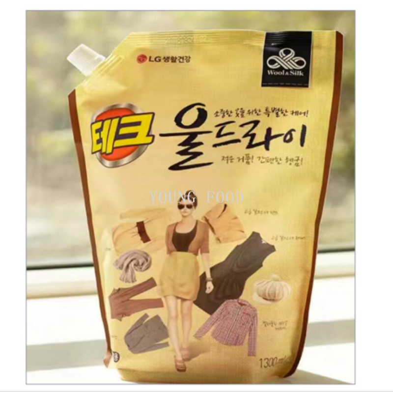 批发包邮韩国进口商品进口日化家庭洗涤用品LG太寇丝毛洗衣液1.3L