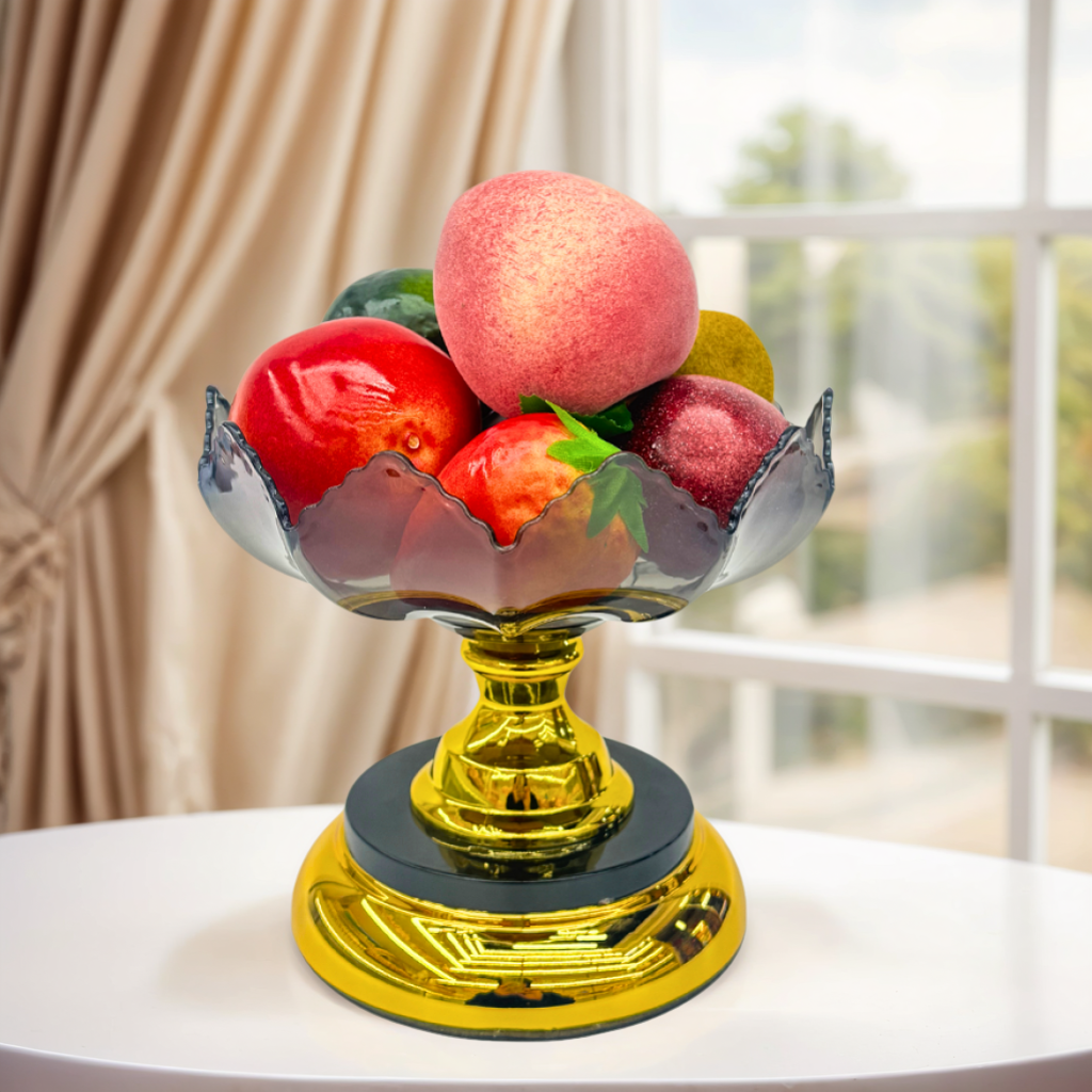 黑色单层电镀工艺水果盘耐用抗摔塑料果盘