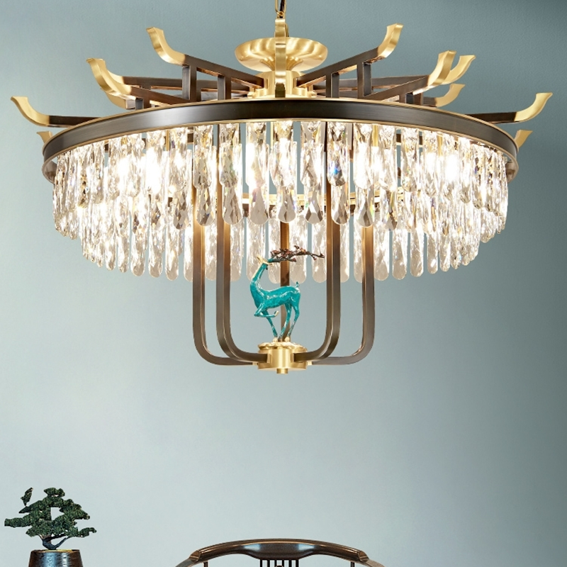 新中式全铜吊灯水晶复古中国风客厅吊灯轻奢大气卧室餐厅复式楼灯20250901