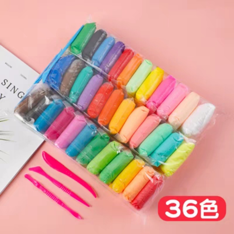 超轻粘土学生彩泥手工DIY黏土12色24色橡皮泥外贸彩泥粘土白底实物图
