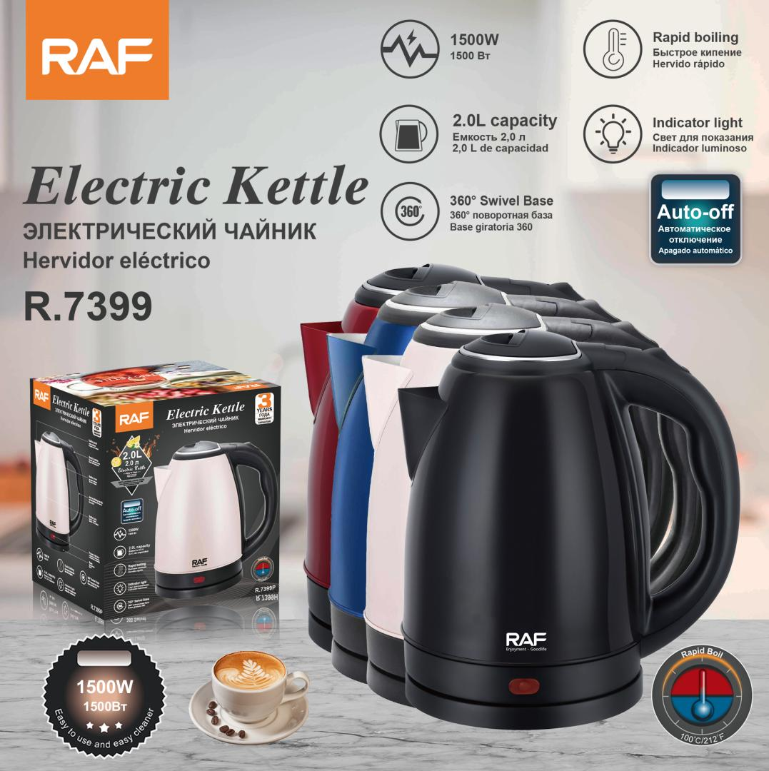 RAF European Standard cross-border 2.0L stainless steel inner tank electric kettle, quick hot water inner steel lid electric kettle Group purchase gift full figure