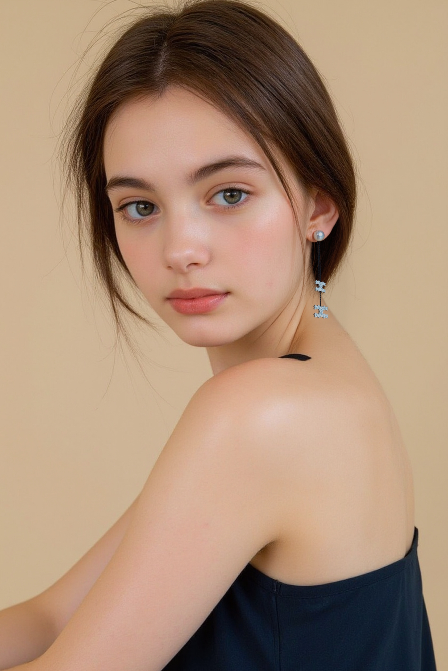 旭晖品牌精致轻奢铜镀真金镶锆石925银针小香风可分体长款奢华设计时尚耳钉