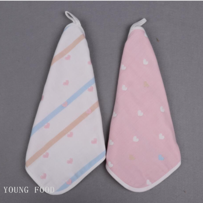 批发包邮韩国进口100%棉 心心点点纱布方巾B款 30*30厘米 40克详情图3