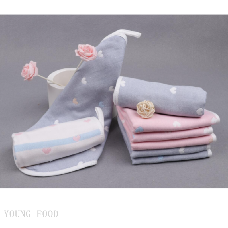 批发包邮韩国进口100%棉 心心点点纱布方巾B款 30*30厘米 40克详情图2