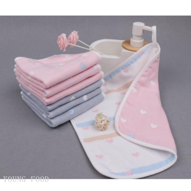 批发包邮韩国进口100%棉 心心点点纱布方巾B款 30*30厘米 40克详情图5