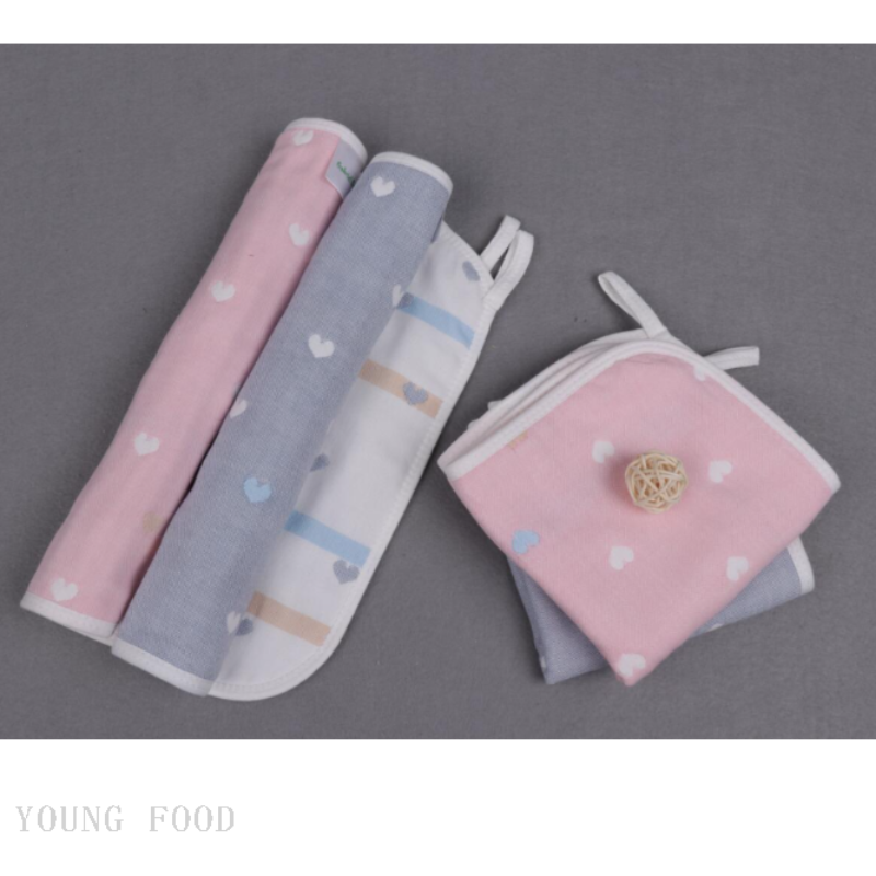 批发包邮韩国进口100%棉 心心点点纱布方巾B款 30*30厘米 40克