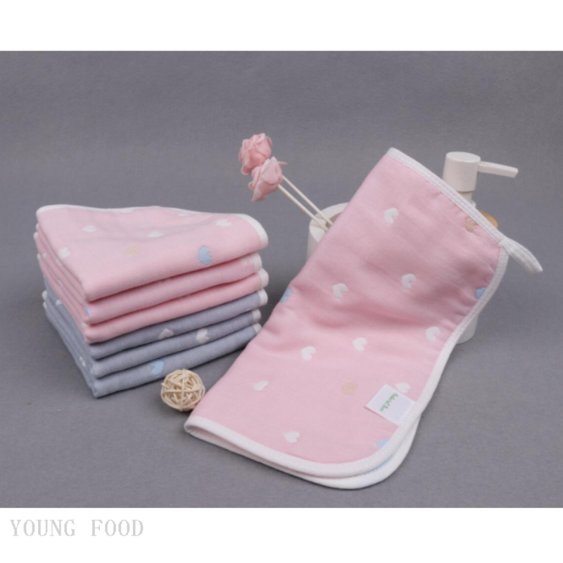 批发包邮韩国进口100%棉 心心点点纱布方巾B款 30*30厘米 40克详情图4