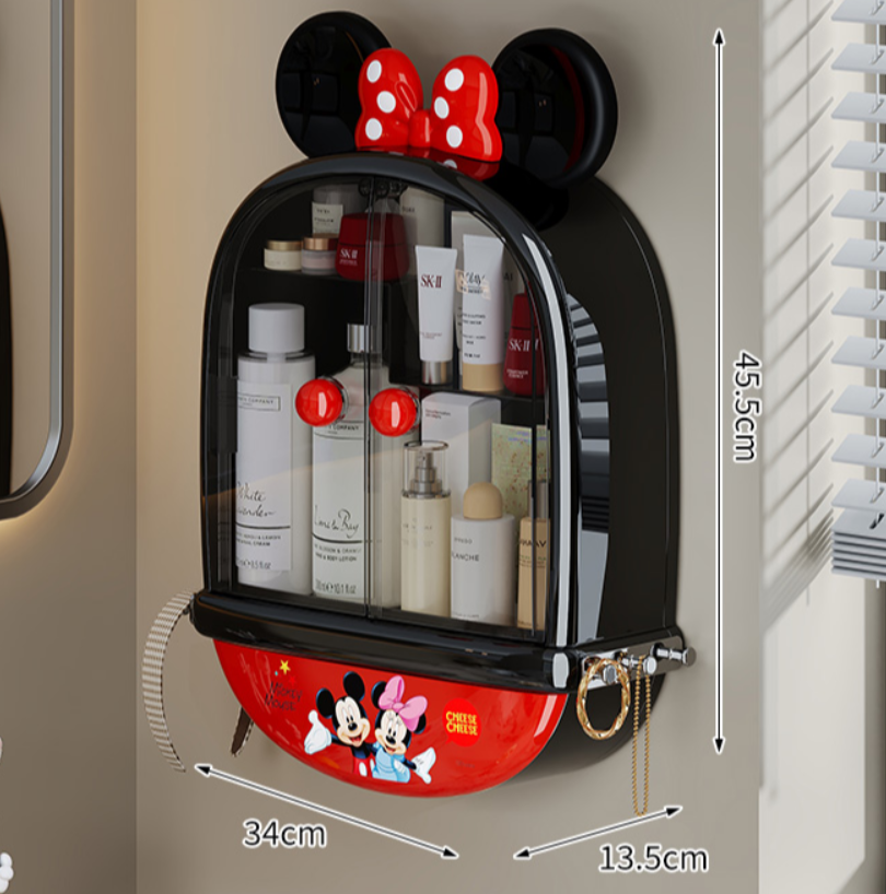 卡通壁挂双开门多功能收纳盒米奇造型壁挂收纳柜，萌趣设计，实用又美观