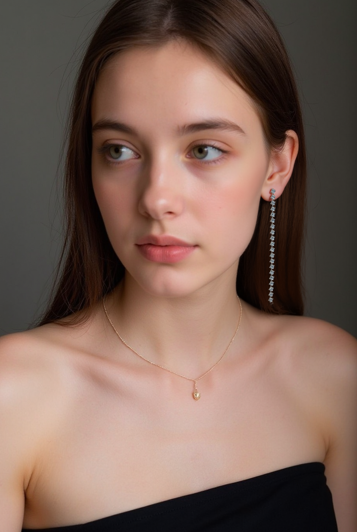 Xuhui brand exquisite and light luxury copper plated with real gold and zircon inlaid 925 silver needle, super long and luxurious design fashionable stud earrings details Picture