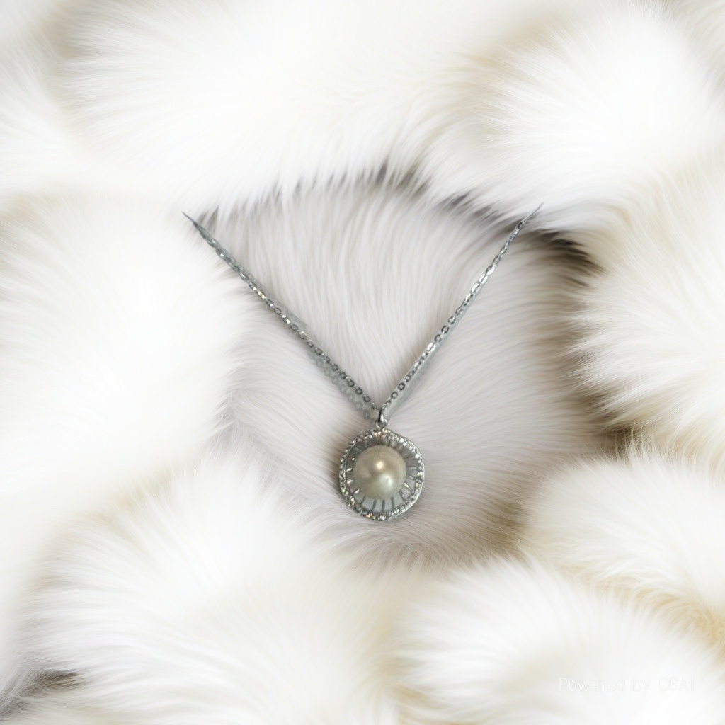 珍珠项链搭配简约优雅尽显女性温柔气质珍珠吊坠闪耀毛绒背景衬托优雅气质尽显奢华与柔美。