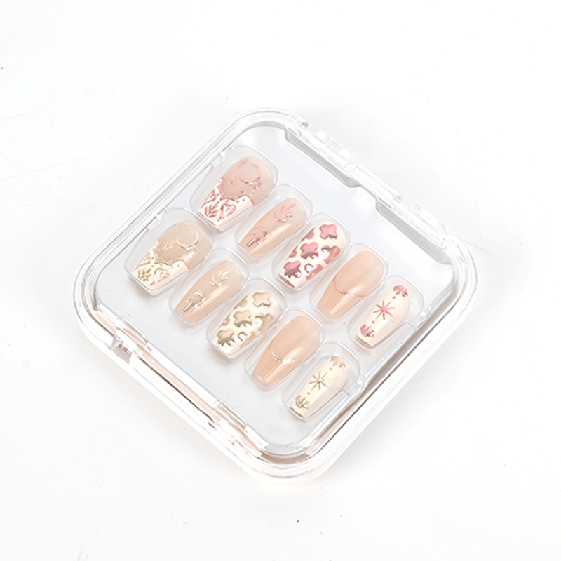  手工穿戴甲miumiu小香立体手绘小香风猫眼款纯欲气质美甲贴白底实物图