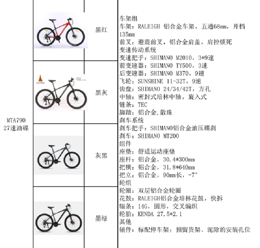 MTA790 27速，山地自行车 RALEIGH 铝合金车架 SHIMANO M2010变速器 SHIMANO铝合金油压详情5