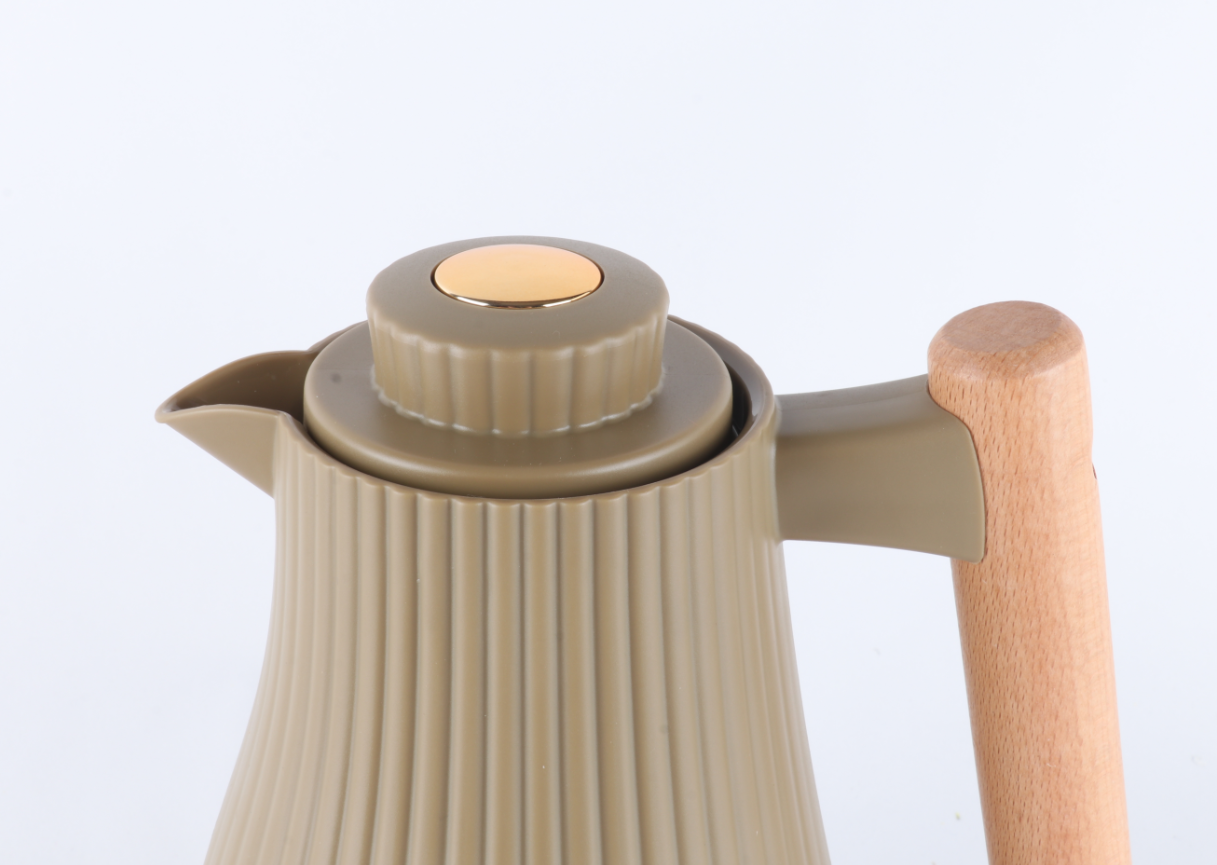 EJSHE 时尚咖啡壶沙特爆款热卖新款塑料保温壶木柄条纹创意ins风详情7