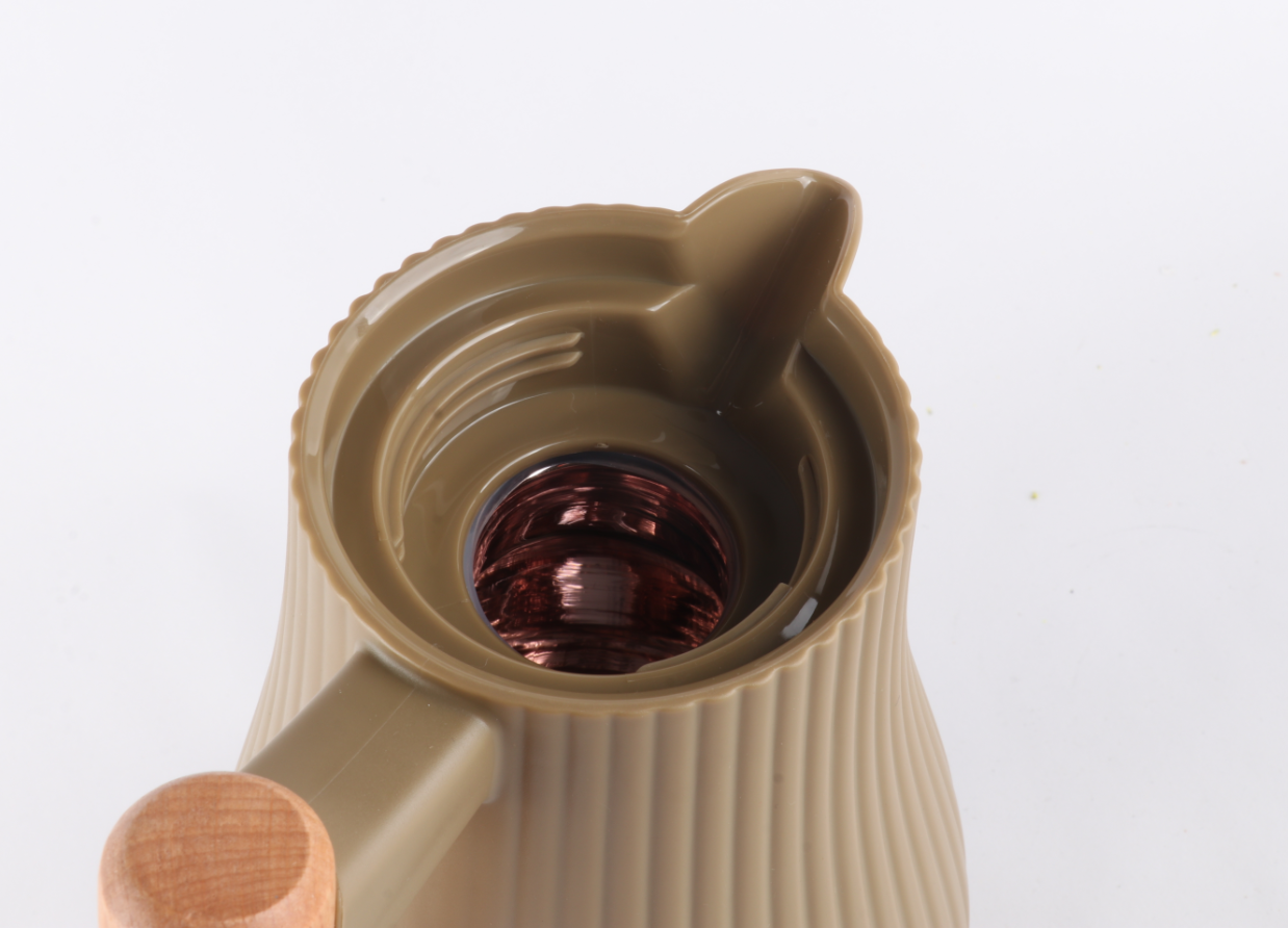 EJSHE 时尚咖啡壶沙特爆款热卖新款塑料保温壶木柄条纹创意ins风详情6