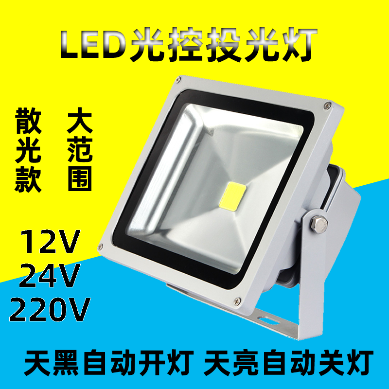 ✅led pure light control floodlight 12V220V outdoor courtyard lighting waterproof monitoring sensor spotlight turns on when it gets dark details Picture