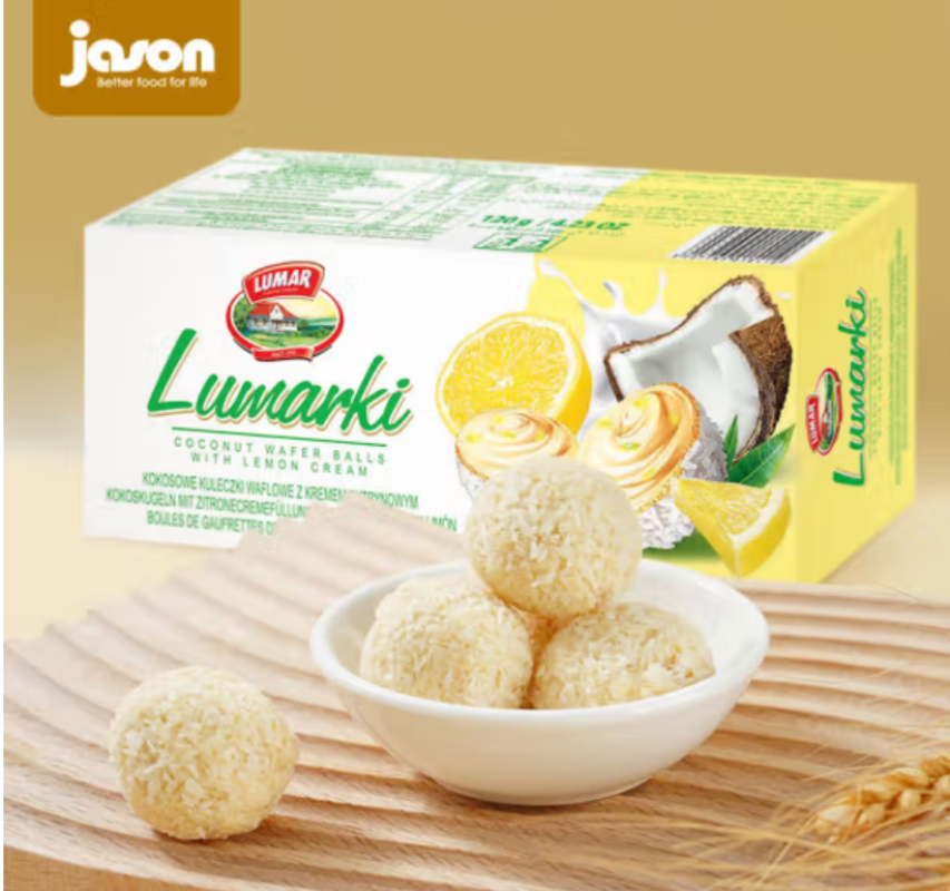 One-piece consignment imported snack meal replacement: Quqi Jiesen Coconut Waffle Balls (lemon cream Filling) 120g