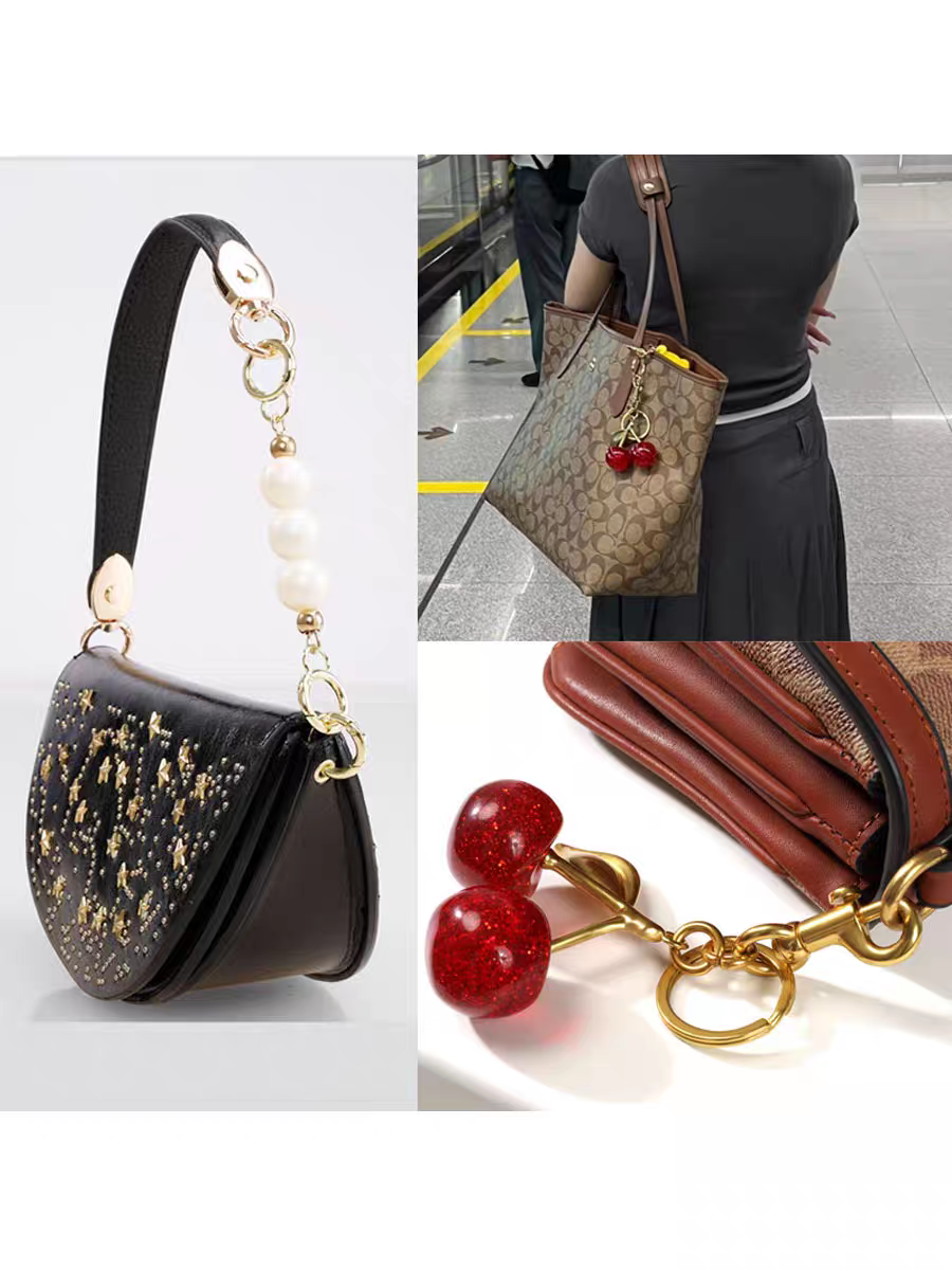 Cherry fruits are suitable for bag hangers, cherry keychains, backpack hangers, and car keychain decorations Item Picture