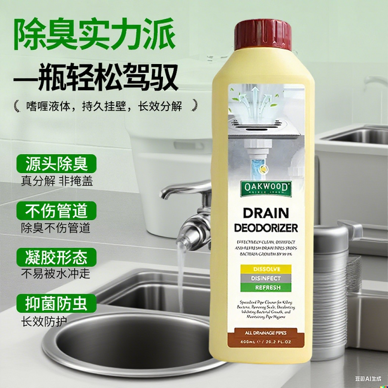 OAKWOOD管道除臭剂下水道除臭去异味厕所马桶地漏室内家用卫生间祛味清新