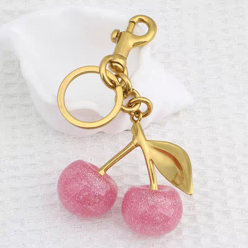 Cherry fruits are suitable for bag hangers, cherry keychains, backpack hangers, and car keychain decorations detail image 2