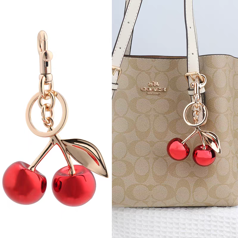 Cherry fruits are suitable for bag hangers, cherry keychains, backpack hangers, and car keychain decorations details Picture