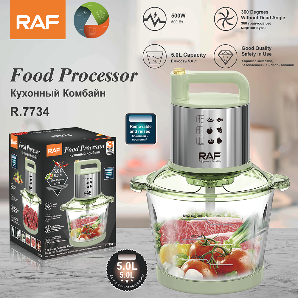 RAF European multi-functional electric meat grinder, 5L large capacity glass filling grinder, garlic grinder, meat grinder, cross-border full figure
