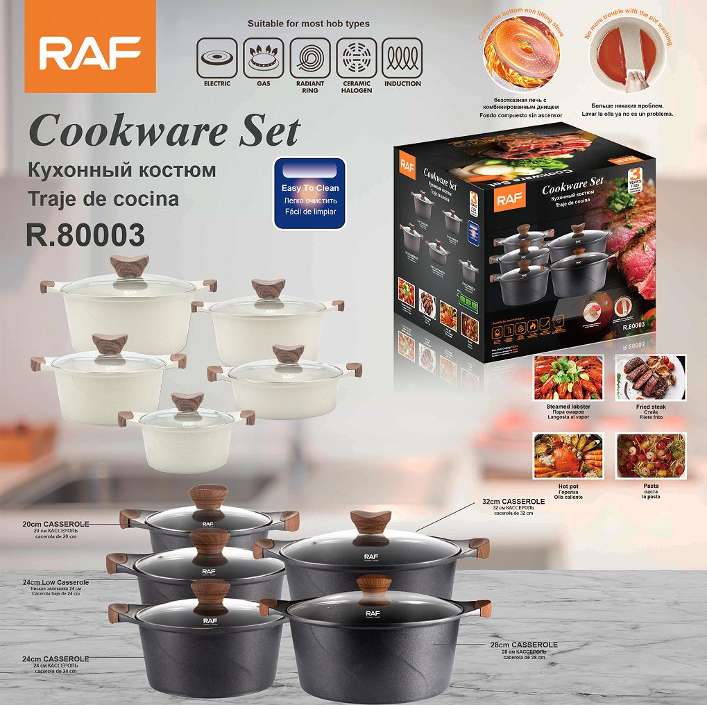 RAF Cross-border household wok cookware set, induction cooker, gas stove, universal non-stick flat-bottomed wok, easy to clean